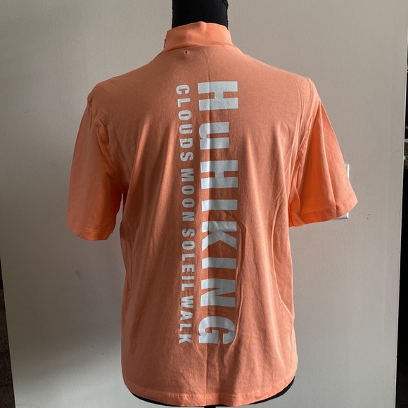 Pharrell Williams Adidas Collab Medium Coral Color Shortsleeve Mock Neck Shirt - Picture 2 of 10